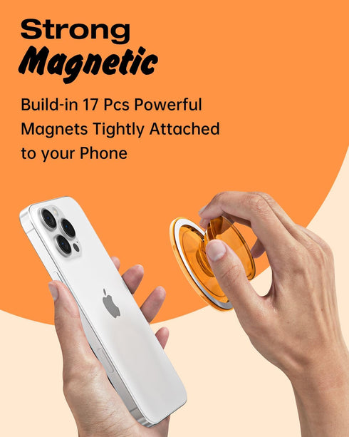 Svanove Magnetic Phone Grip Compatible with Magsafe, Mag Safe Translucent Clear Grip Collapsible Kickstand for iPhone