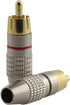 4Pcs RCA Plugs, Gold Plated Solderless Male Plug Screws, Audio Video in-Line Jack Cable Connector, 2 Black and 2 Red