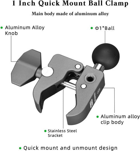 FANAUE Handlebar Base Mount Strong Rod Clamp, Compatible with RAM Mounts B Size Double Socket Arm