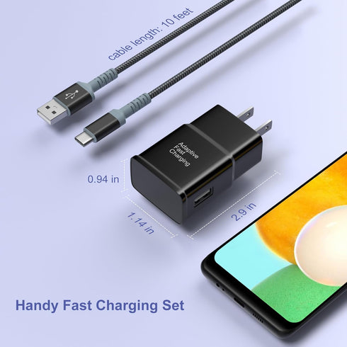 Adaptive Fast Charging Wall Charger with USB C Cable 10Ft, Excgood Fast Charger Power Adapter for Galaxy S23