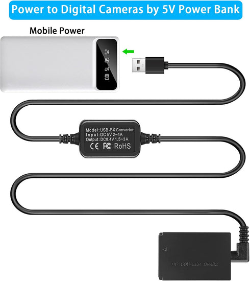 TKDY ACK-E12 USB Cord Power Supply M50 Dummy Battery Kit for Canon EOS M50 Mark II, M100, M200 Cameras