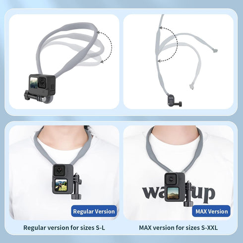 TELESIN Plus Magnetic Neck Mount with Phone Holder, Necklace Lanyard Strap for GoPro 12 11 10 9 8 Insta360 X3 X4 Ace