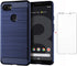 Google Pixel 3 Phone Case with Slim Thin Full Body Silicone Rubber, Navy Blue, Tempered Glass Screen Protector