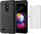 LG K30 2018 Phone Case with Tempered Glass Screen Protector, Slim Thin Silicone TPU Rugged Accessories, Black
