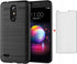 LG K30 2018 Phone Case with Tempered Glass Screen Protector, Slim Thin Silicone TPU Rugged Accessories, Black