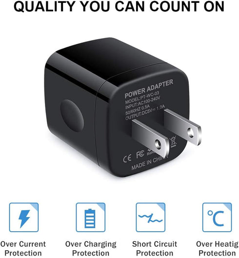Fast Charger Block, Single Port USB Wall Plug for Phone, 15 Charging Cubes, Compatible with iPhone and Samsung