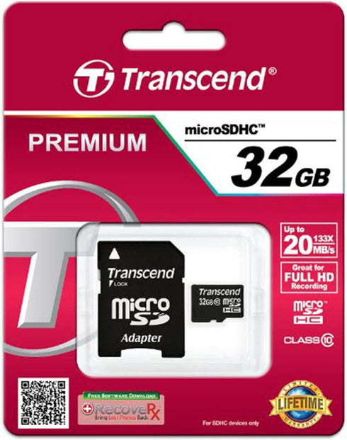 Transcend 32GB Class10 30 (TS32GUSDHC10) MicroSDHC Memory Card with Adapter MB/s