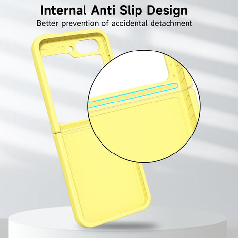 oakxco Liquid Silicone Phone Case for Samsung Galaxy Z Flip 6, Thin Slim Soft Rubber Gel Cover for Women - Yellow