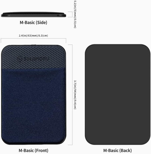 Sinjimoru Magnetic Wallet for MagSafe, Strong Card Holder for iPhone 15 14 13 12, Stretchy for IDs, Cash, Keys, M-Basic