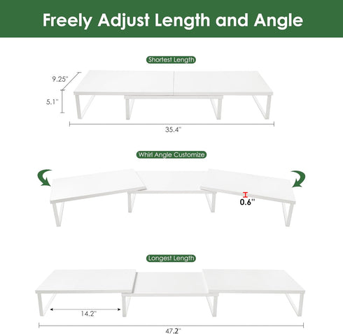Dual Monitor Stand Riser with Drawer & Metal Leg, Large White Computer Monitor Riser with Storage for 2 Monitors