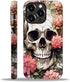 Compatible with iPhone 14 Pro Case, Skull Red Flowers Pattern Print Phone Case Durable Fashion Funny Liquid Silicone Case Soft Anti-Scratch Shockproof Protective Cover