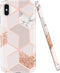 JAHOLAN Compatible iPhone X Case - Stylish Shiny Rose Gold Marble Design Clear Bumper Soft Rubber Cover