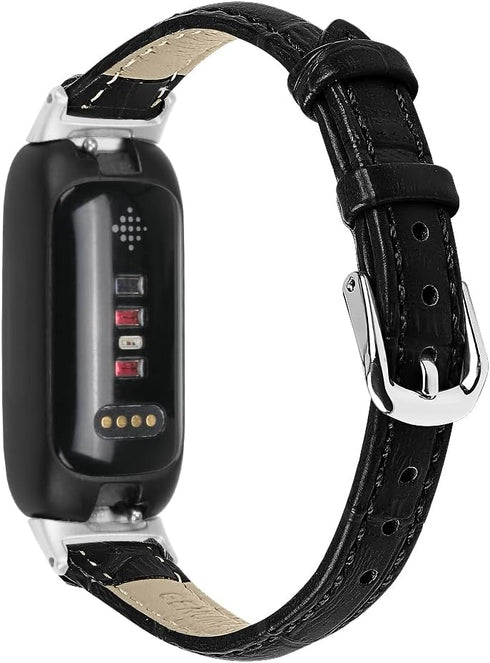 Band Compatible with Fitbit Inspire 3, Genuine Leather Replacement Wristband with Quick Release Straps