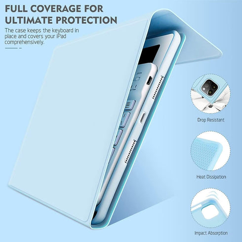 Keyboard Case with Mouse for iPad Pro 13 Inch (2024), Ultra Thin Bluetooth Keyboard with Pencil Holder, Mist Blue