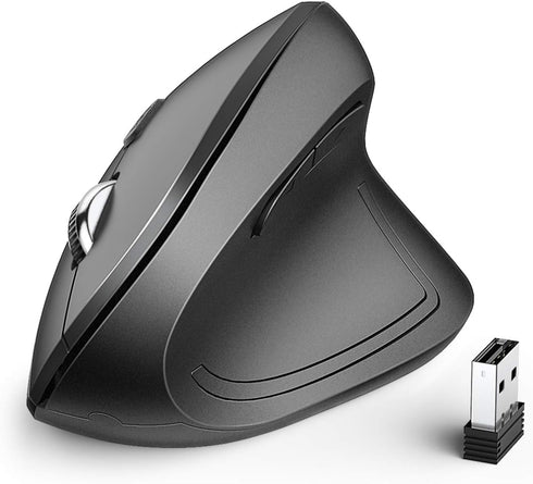 iClever Ergonomic Mouse - WM101 Wireless Vertical Mouse with 6 Buttons and Adjustable DPI for Laptop, Computer, Gray