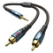 EMK 3.5mm to 2RCA Cable 24K Gold-Plated Nylon Braided RCA to Auxiliary