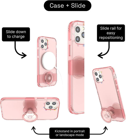 PopSockets iPhone 12/12 Pro Case with Repositionable Slide Grip, Compatible with MagSafe - Peachy