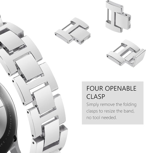 Surace Compatible Galaxy Watch 7 Band, Women Bracelet for Galaxy Watch 7/FE/6/5/4 40mm 44mm, Silver Link with Black