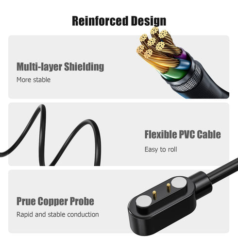 Smartwatch Charger Cable, Magnetic Universal USB Charging Cable for 2.84mm 2-Pin Devices