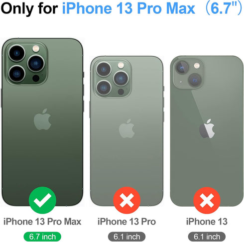 Antsturdy Wallet Case for iPhone 13 Pro Max, RFID Blocking PU Leather Flip Cover with Wrist Strap and Zipper Credit