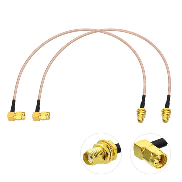 BINGFU SMA Female Bulkhead Mount to SMA Male Right Angle RG316 Antenna Extension Cable, 12 inch 30cm 2-Pack for 4G LTE