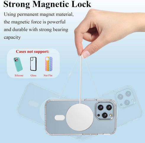 2 PCS Universal MagSafe Ring, Magnetic Adapter Sticker Compatible with iPhone 15/14/13/12/11 Pro Max Mini & Galaxy