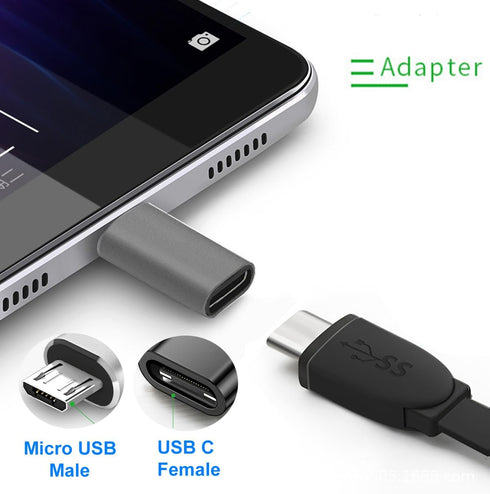 USB C to Micro USB Adapter, USB Type C Female to Micro USB Male Adapter Compatible with Samsung Galaxy S7/S6/S5/S4/S3, Note 5/4/3, Android Phones, Tablets and Other microUSB Devices (Grey)