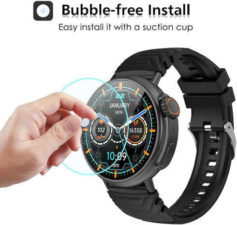 3 Pack Screen Protector Tempered Glass Compatible with MISIRUN GT88 1.52 inch Smart Watch, Anti-Scratch Foils