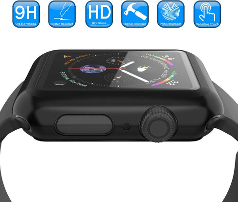 Punkcase Bumper Case for Apple Watch 44mm with Built-in Screen Protector | 9H Tempered Glass Cover | Ultra Slim Design