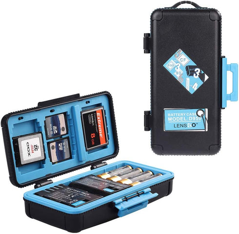 LENSGO Camera Battery Memory Card Case, Water-Resistant Hard Protector for 3 Batteries, 3 XQD, 3 CF, 6 SD