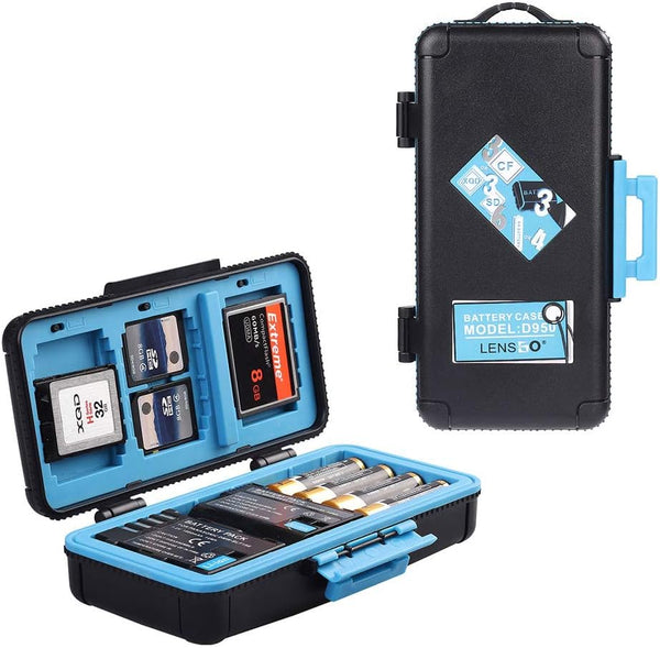 LENSGO Camera Battery Memory Card Case, Water-Resistant Hard Protector for 3 Batteries, 3 XQD, 3 CF, 6 SD