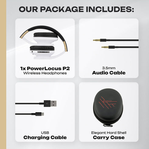 PowerLocus Bluetooth Over-Ear Headphones, Wireless Stereo Foldable Headphones, Wireless and Wired Headsets with