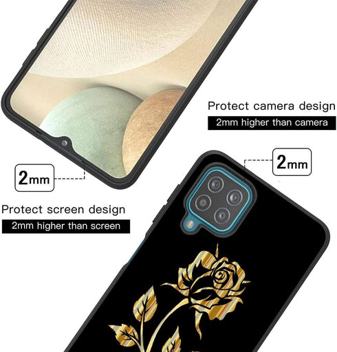 Galaxy A12 Case, Ultra Slim Shockproof Silicone Phone Cover with Rose Pattern Design for Samsung Galaxy A12 6.5 inch