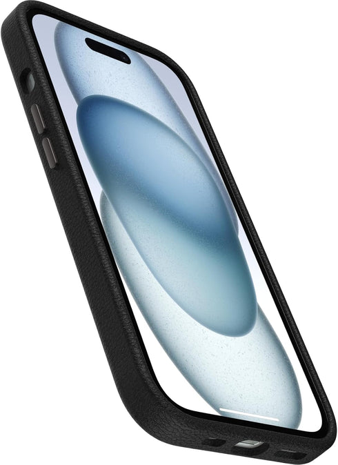 OtterBox 15 Symmetry iPhone Series Cactus Leather for MagSafe - Noir ASH (Black), Snaps to MagSafe, Ultra-Sleek, Raised
