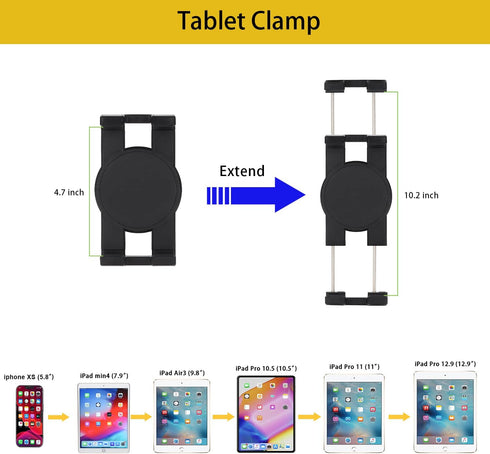 Foldable Tablet Wall Mount Holder, Multiple Angles Adjustment, Extendable Articulating Aluminum Alloy Mount for Tablets