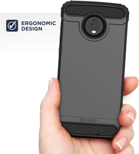 ENCASED Heavy Duty Moto Z4 Case, Military Grade Rugged Phone Protection Cover in Black