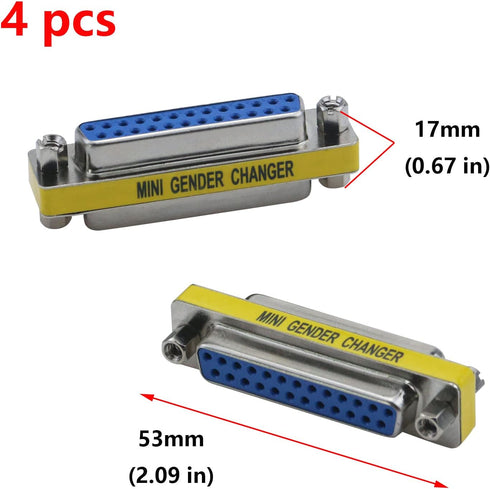 Antrader 4-Pack DB25 25 Pin Female to Female Mini Gender Changer Coupler Adapter
