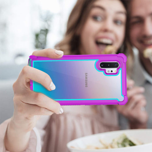 Case for Samsung Galaxy Note 10 Plus with Screen Protector, Full Body Protective Hybrid Dual Layer Case (Purple Light