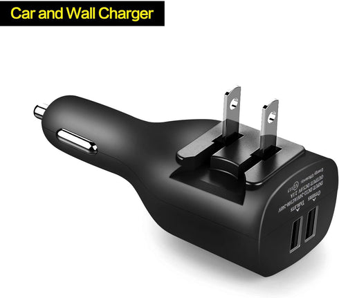 NDLBS 2Pack USB Car Charger, 2-in-1 Portable USB Car Charger with Foldable Plug for iPhone X XR XS 7 8 Plus