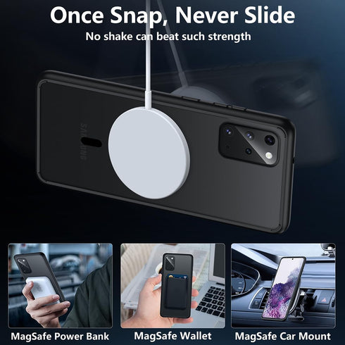 TIANNIUKE Magnetic Case for Samsung Galaxy S20 Plus, Translucent Matte Anti-Fingerprint,Compatible with MagSafe,Slim Fit Shockproof Protective Phone Case for Galaxy S20+ Plus Case (Transparent Black)