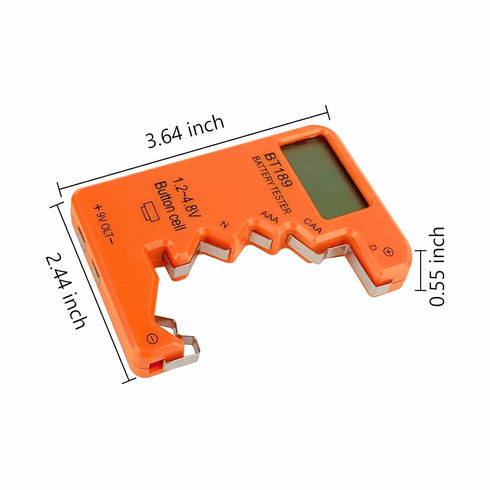 Battery Tester Checker, Universal Battery Tester for AA AAA C D 9V 1.5V, Small Volt Checker for All Batteries - Orange Color