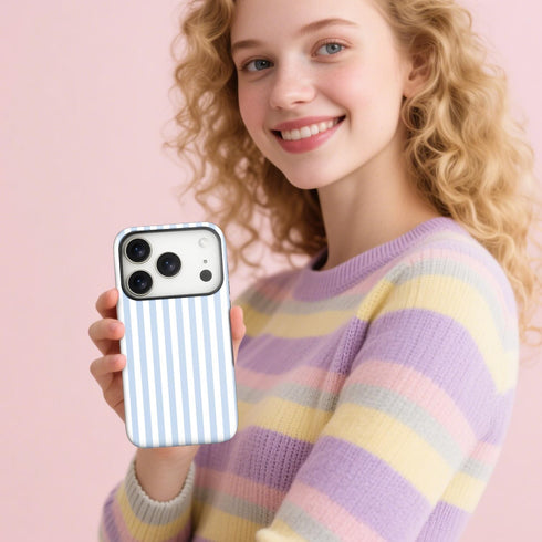 flewfun 17 Magnetic for iPhone Pro Case Cute Stripes Phone Case, Shockproof Slim TPU and Hard PC Protective Phone Cover