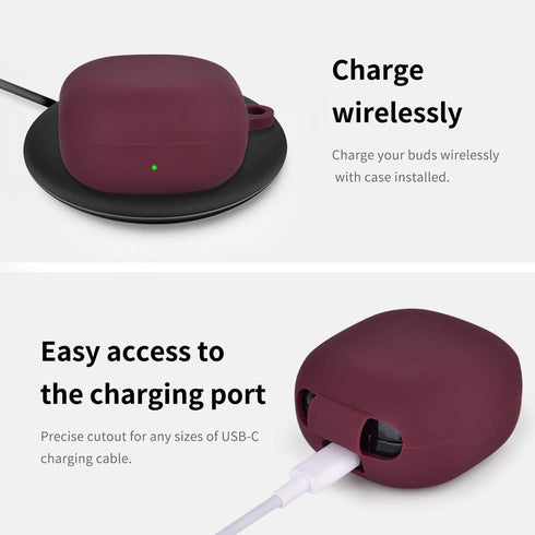 AIRSPO Silicone Case Compatible with Samsung Galaxy Buds 2 Pro/Galaxy Buds2/Galaxy Buds Pro/Galaxy Buds Live (Burgundy)