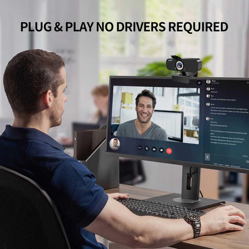 Lusinx 1080P Webcam for Computer/Laptop/Desktop/PC, External Camera with Microphone, USB Plug&Play, Auto Low Light