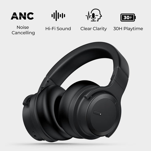 E7 Active Noise Cancelling Wireless Bluetooth Headphones with Rich Bass, Clear Calls, Bluetooth 5.0, 30 Hours Playtime,