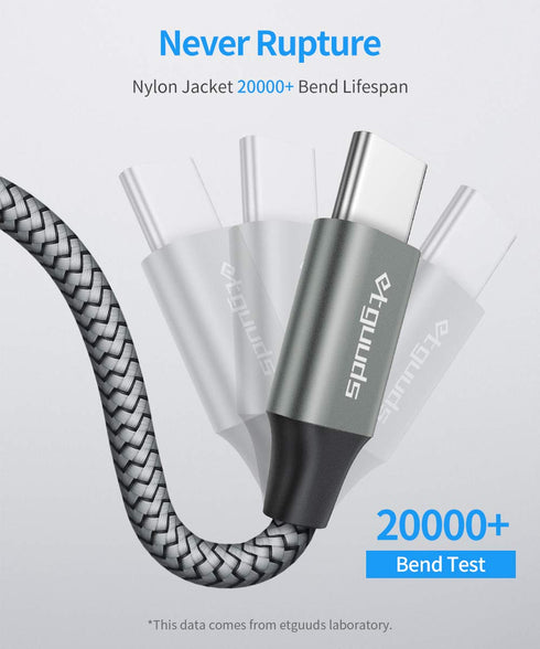 etguuds USB C Cable 5-Pack (3/3/6/6/10 ft) Fast Charging Type C Charger for iPhone 15, Samsung Galaxy