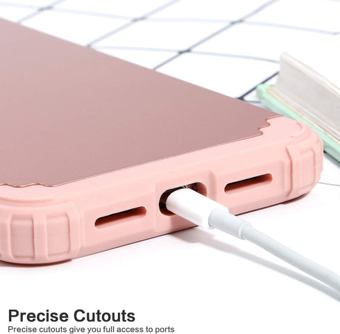 IDweel iPhone XR Case, Rose Gold 3-in-1 Shockproof Hybrid Cover with Tempered Glass Screen Protector for Women.