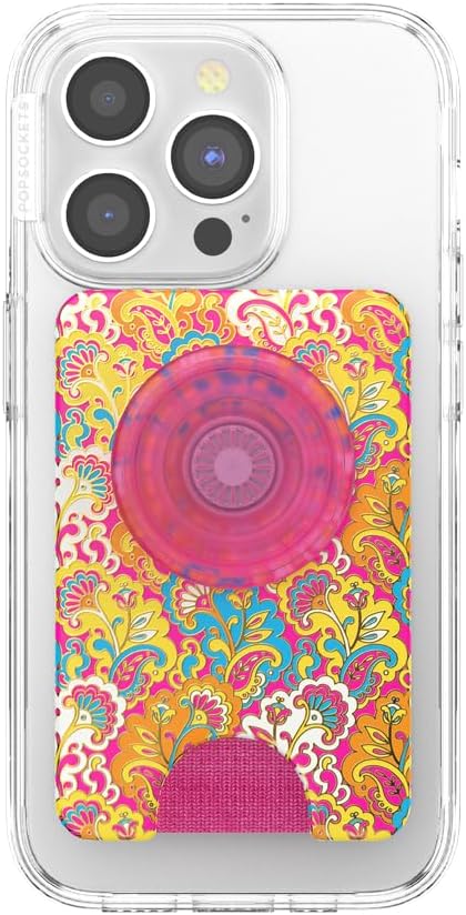 PopSockets Phone Wallet with Expanding Grip and Adapter Ring for MagSafe - Phone Card Holder, Wireless Charging