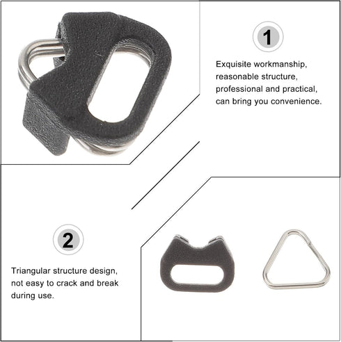 4 Sets Metal Triangle Split Ring Hooks for Camera Straps with Brackets, Heavy-Duty Triangle Ring Hooks for Mirrorless