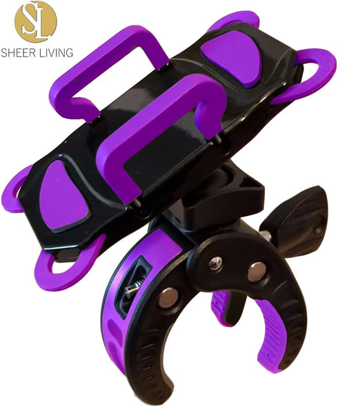 Baby Stroller Phone Holder, Universal Clamp for Shopping Cart, Golf Cart, Bike, Motorcycle, Treadmill (Purple)